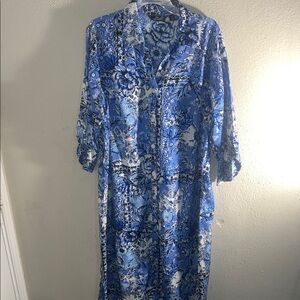 Mlle Gabrielle Blue and White Paisley Dress